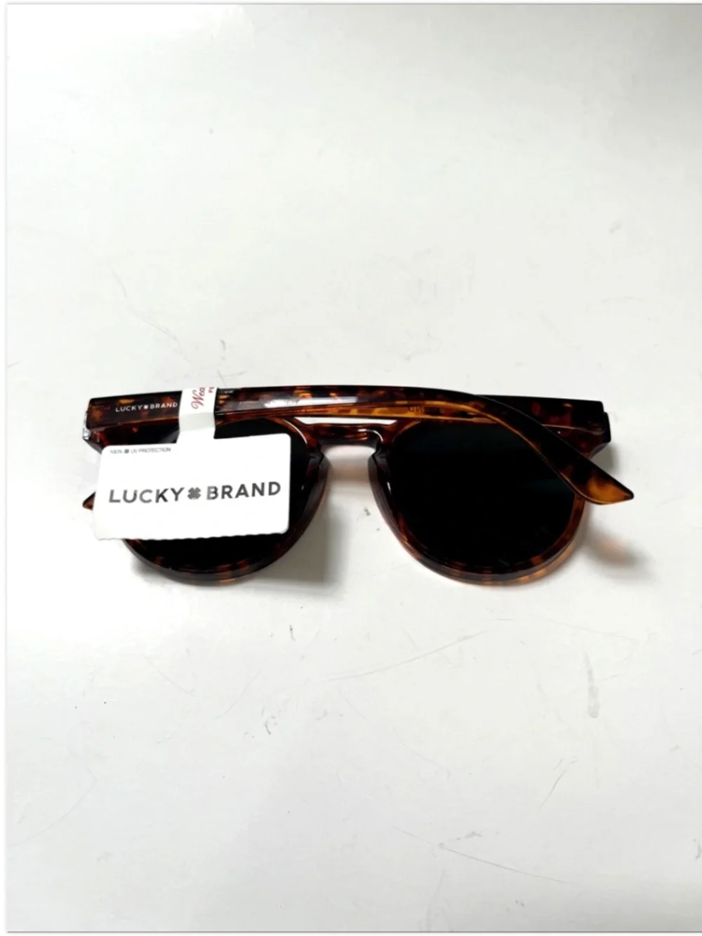 New LUCKY BRAND Round Classic Sunglasses Tortoise Shell Acetate Brown Green Lens